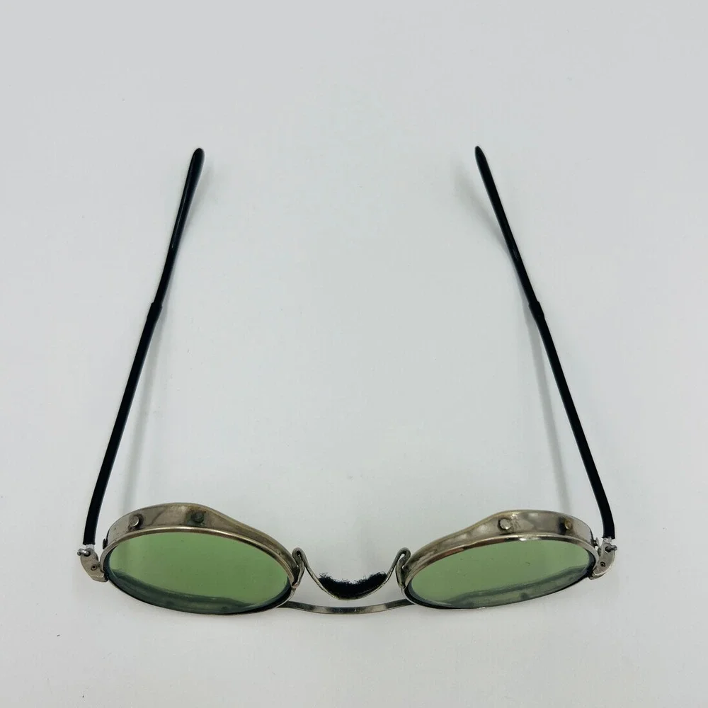 VTG MOA Round Green Safety Glasses Steampunk Industrial Side Shield Wire